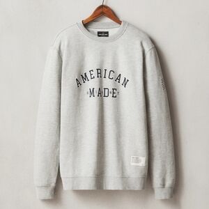 American Giant French Terry Crew American Made Sweatshirt in Ash Heather